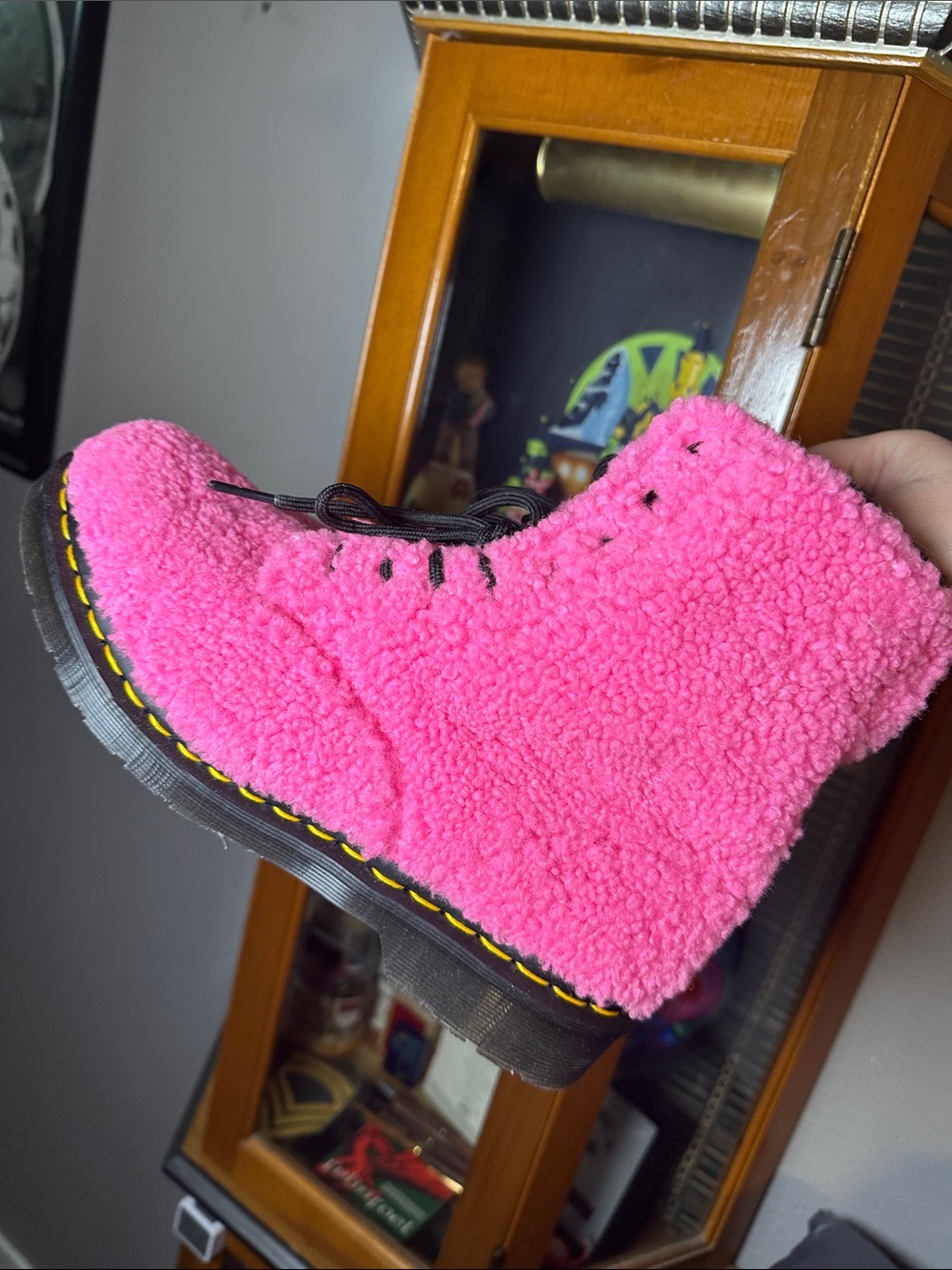Dr. Martens Pink Shearling Lace-Up Boot